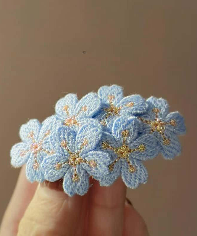 Embroidery Floral Cute Knit Pink Hairpin