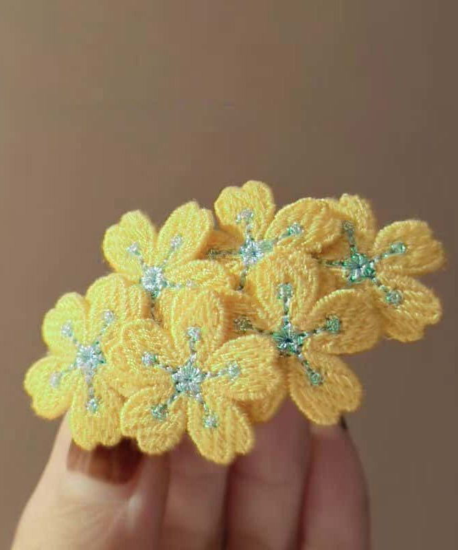 Embroidery Floral Cute Knit Pink Hairpin