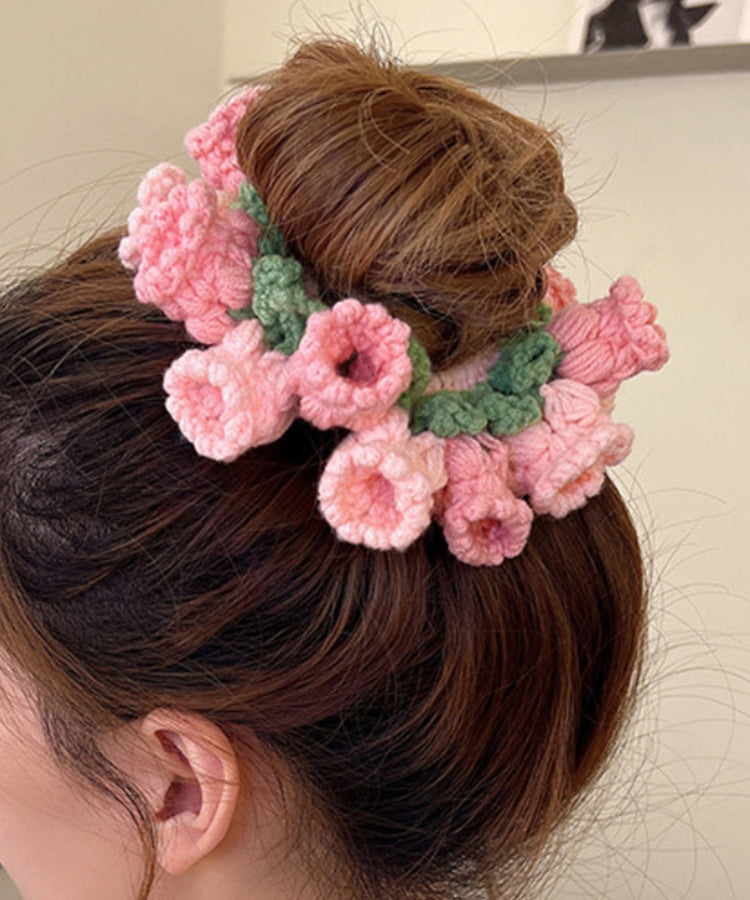 Cute Pink Knitted Cotton Thread Lily Of The Valley Hair Band YD045
