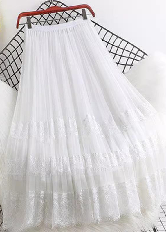 Lace Cute A Tulle Summer Patchwork Pink Line Skirt