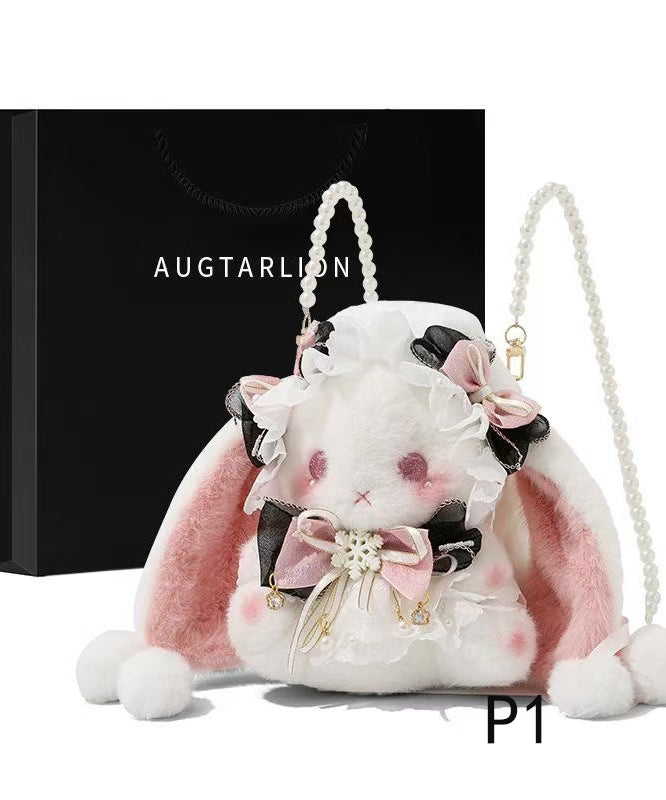 Bow Fur Rabbit Cute Doll Backpack Faux Decorated Bag