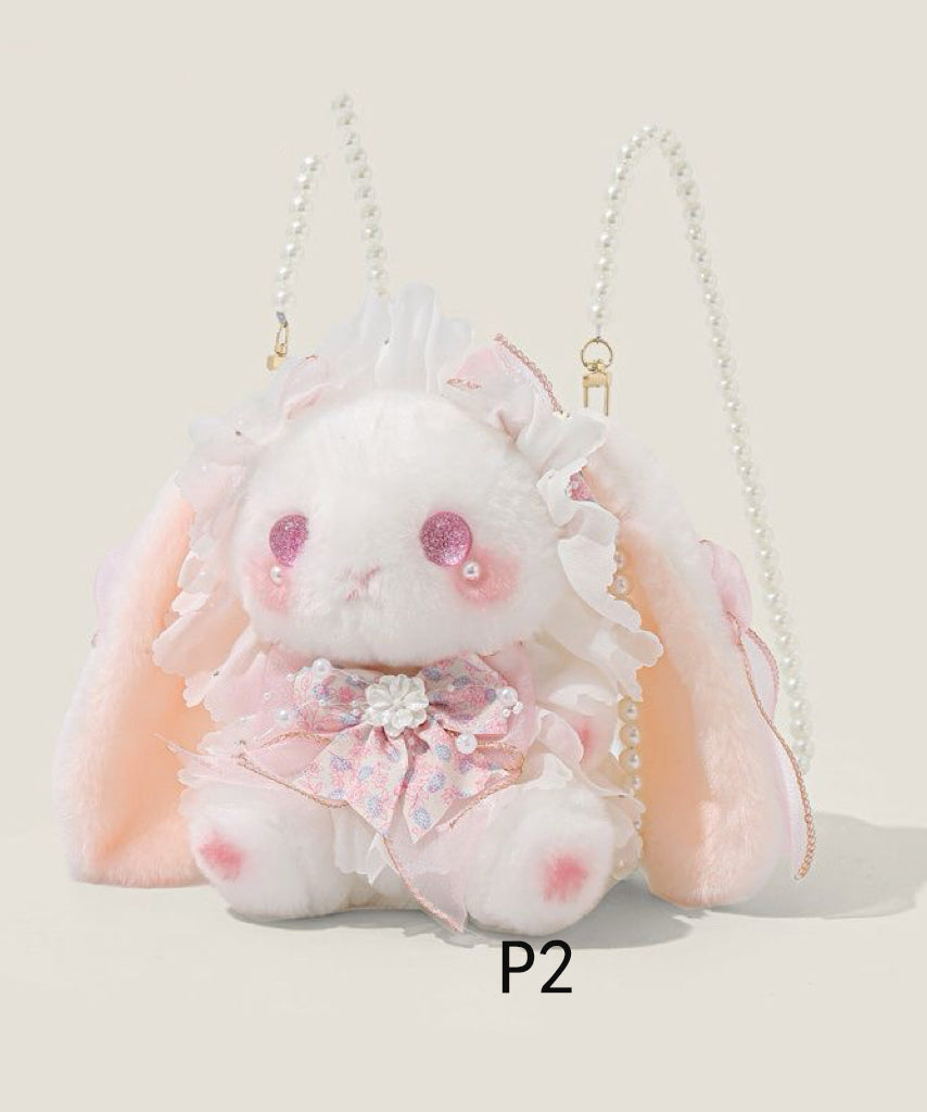 Bow Fur Rabbit Cute Doll Backpack Faux Decorated Bag