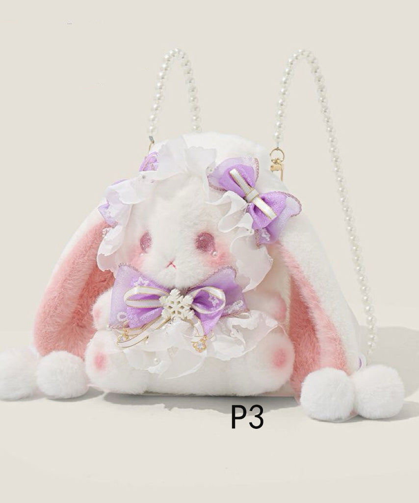Bow Fur Rabbit Cute Doll Backpack Faux Decorated Bag