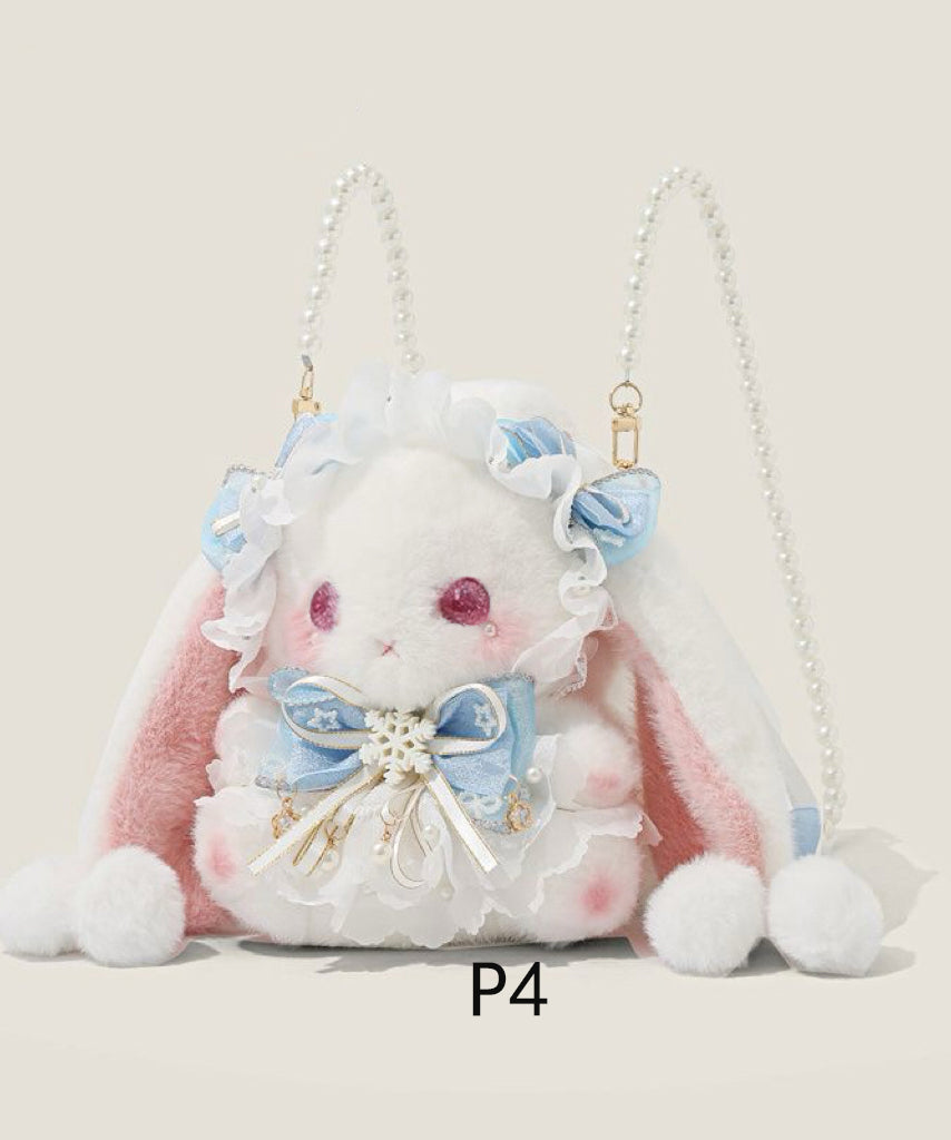 Bow Fur Rabbit Cute Doll Backpack Faux Decorated Bag