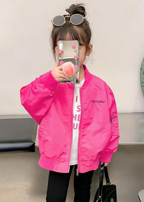 Cute Rose O-Neck Graphic Patchwork Girls Coats Fall QV027