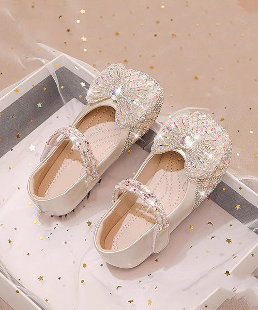Shoes Beige Strap Zircon Buckle Flat DIY Kids