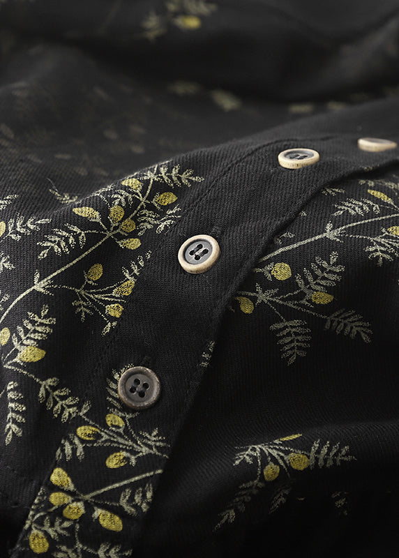 Linen Print DIY Maxi Oversized Black Spring Dresses