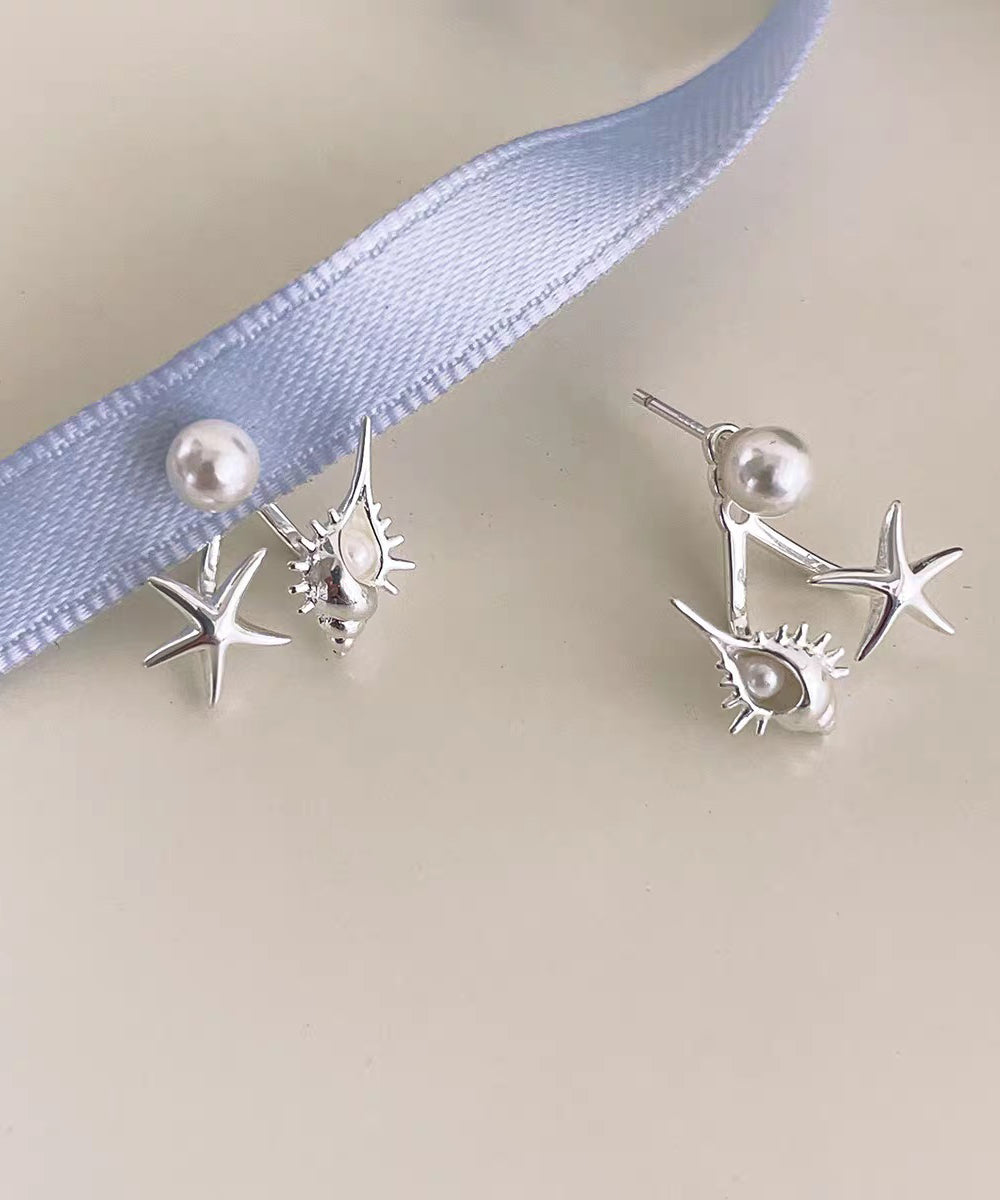 Pearl Copper Gold Star Conch Stud DIY Overgild Sea Earrings