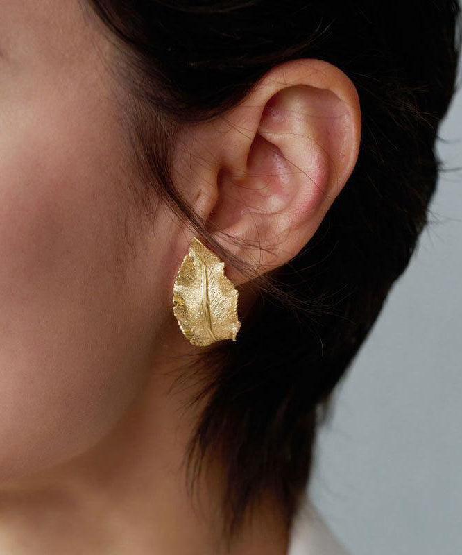 DIY Earrings Leaf Hoop Overgild Sterling Silver Gold