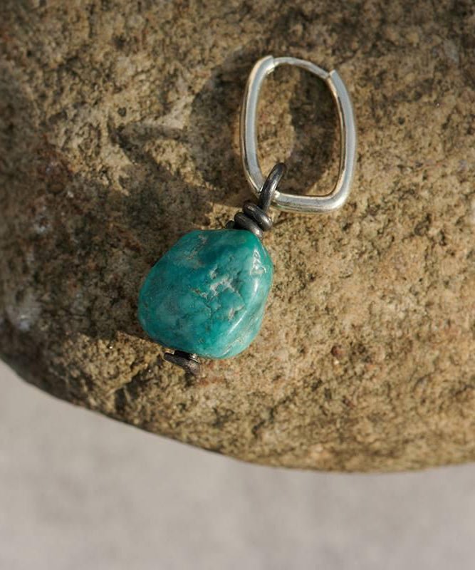 Green Single Turquois Earrings Sterling Drop DIY Silver