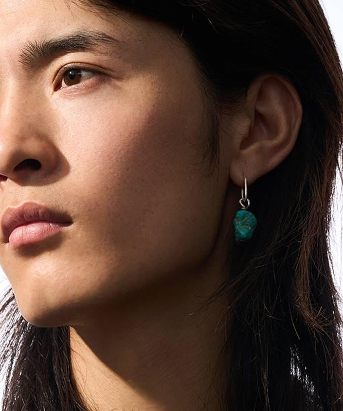 Green Single Turquois Earrings Sterling Drop DIY Silver
