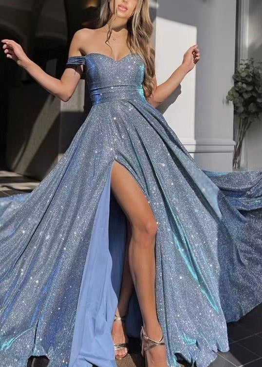 Lavender Strapless Sequins Large Dress DIY Exra Hem