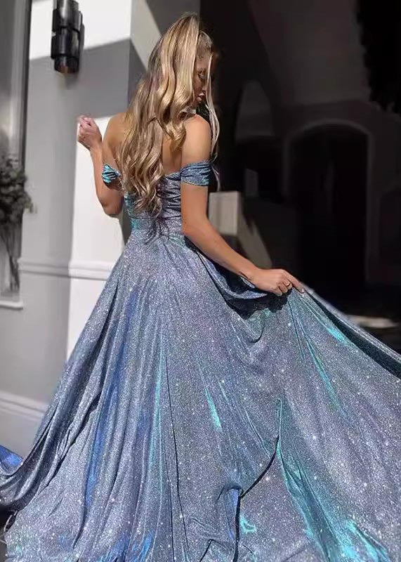 Lavender Strapless Sequins Large Dress DIY Exra Hem