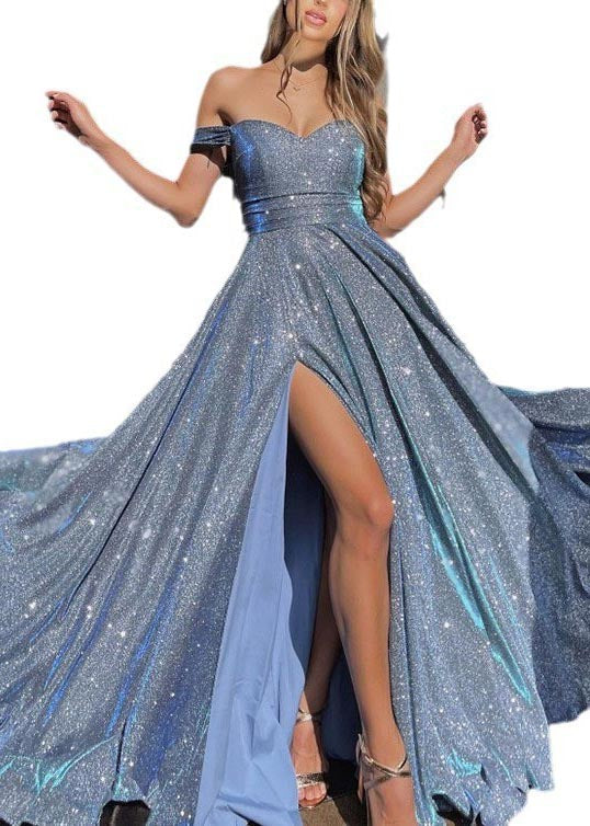 Lavender Strapless Sequins Large Dress DIY Exra Hem