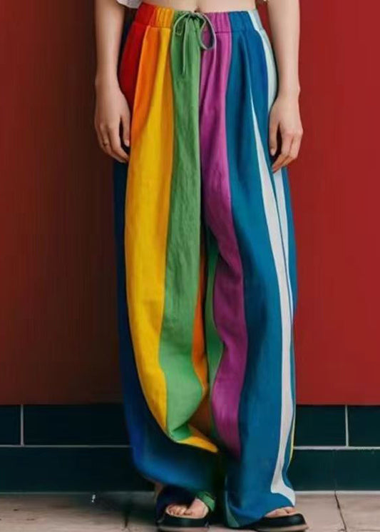 DIY Multicolour Oversized Linen Wide Leg Pants Spring YK036