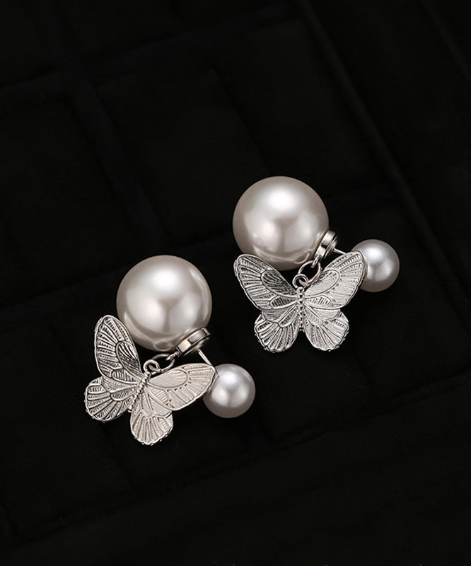 Earrings Stud Butterfly Overgild Pearl DIY Copper Silk