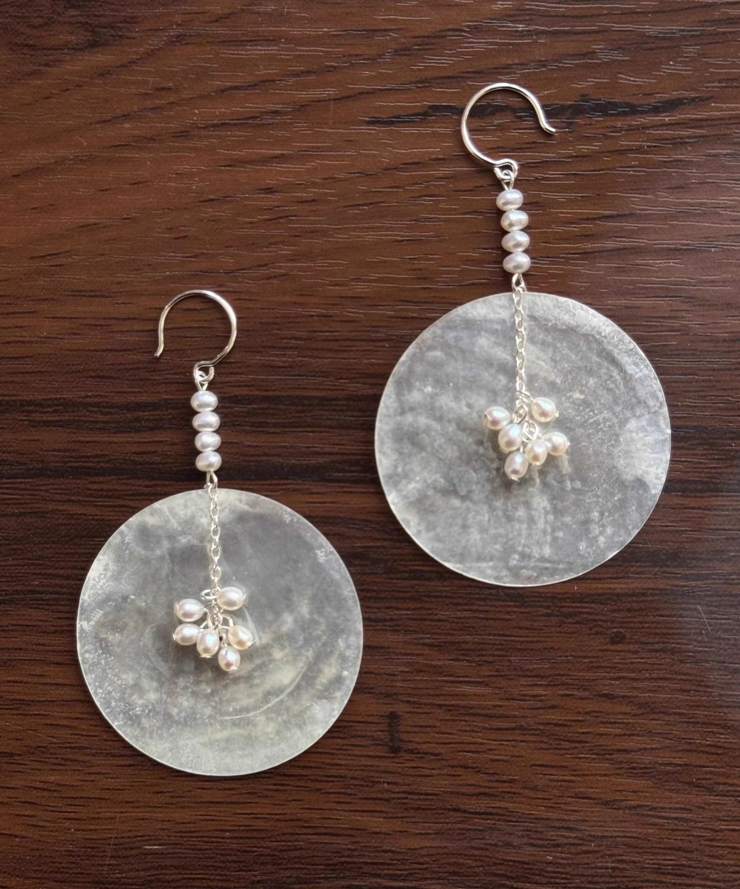 Discs Shell Drop Earrings Copper Silk Pearl DIY