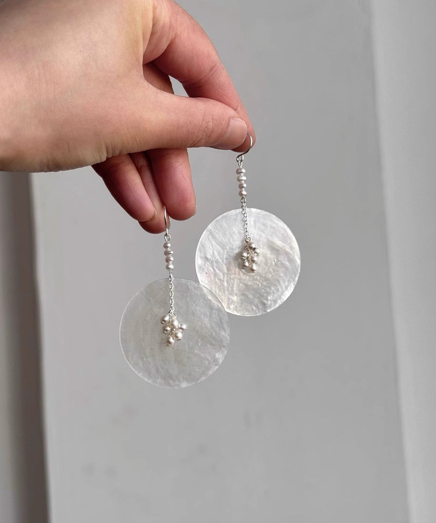 Discs Shell Drop Earrings Copper Silk Pearl DIY