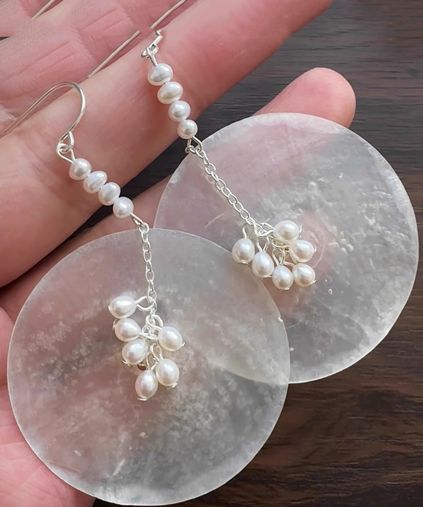 Discs Shell Drop Earrings Copper Silk Pearl DIY