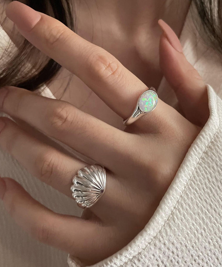 Silver Silk Sterling Two-Piece Rings DIY Shell Set