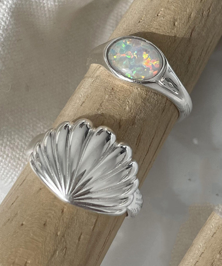 Silver Silk Sterling Two-Piece Rings DIY Shell Set