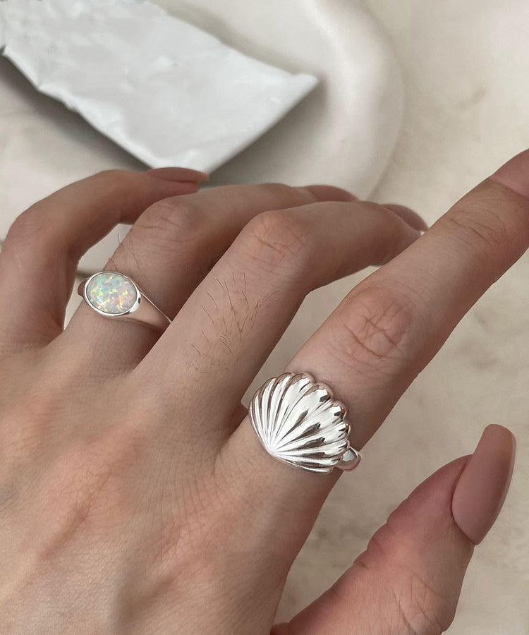 Silver Silk Sterling Two-Piece Rings DIY Shell Set