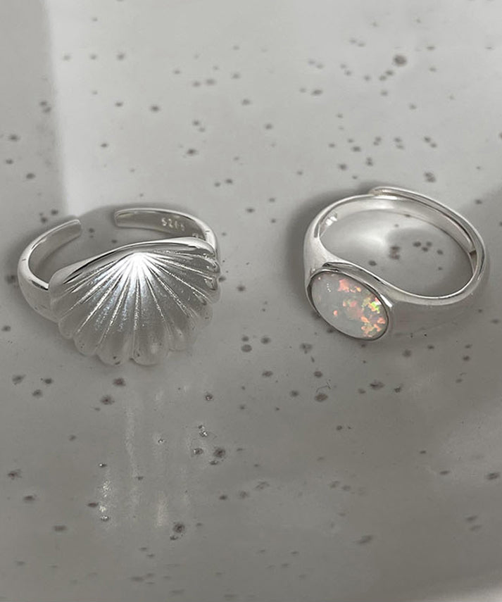 Silver Silk Sterling Two-Piece Rings DIY Shell Set