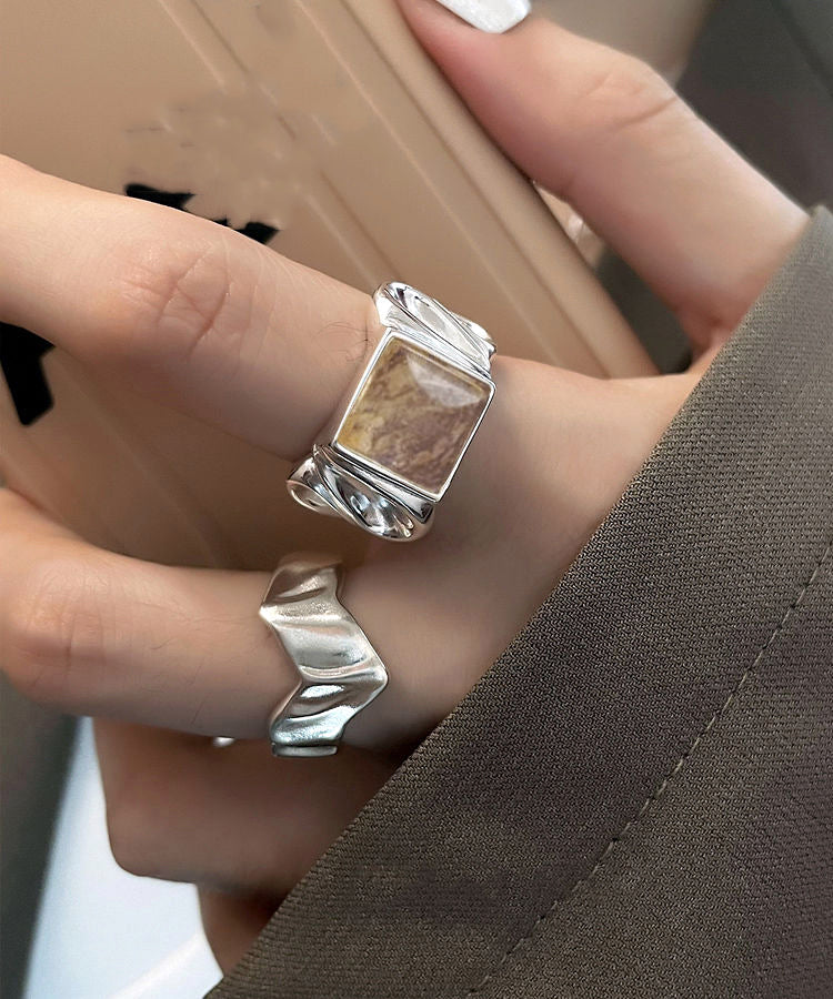 DIY Rings Two-Piece Wrinkled Set Silk Sugar Sterling Silver