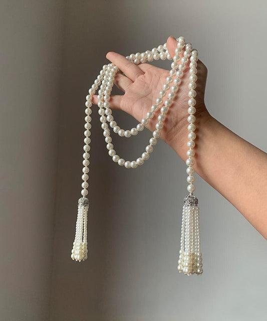 Alloy Tassel White Necklace Gratuated Pearl DIY Bead