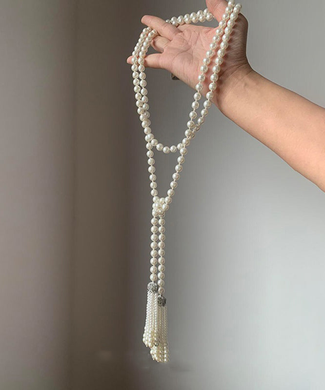 Alloy Tassel White Necklace Gratuated Pearl DIY Bead
