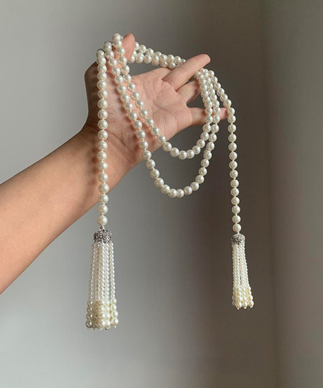 Alloy Tassel White Necklace Gratuated Pearl DIY Bead