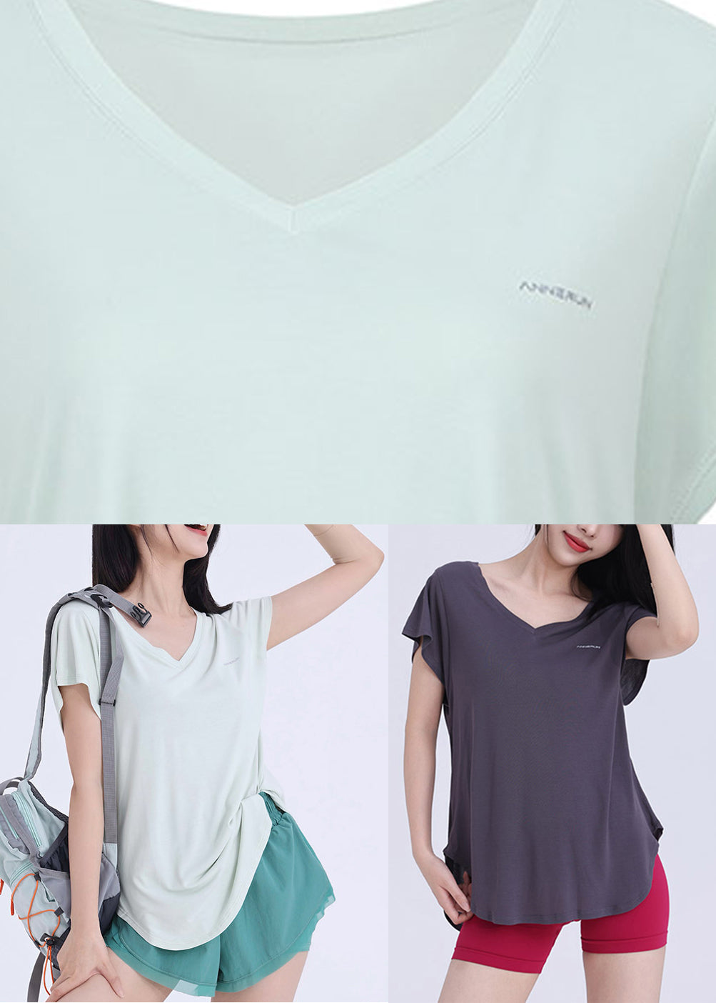 Wrap Dark V Top Neck Solid Grey Yoga