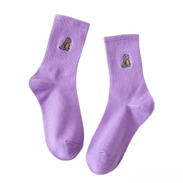 Dino Embroidery Socks