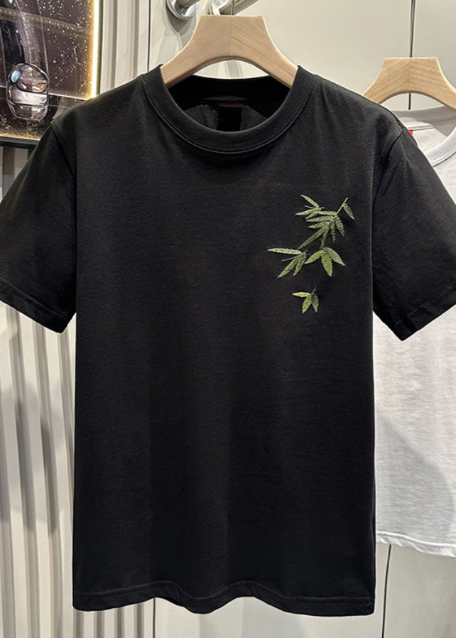 Diy T White Clothing Casual Shirt Embroideried Men Summer Bamboo