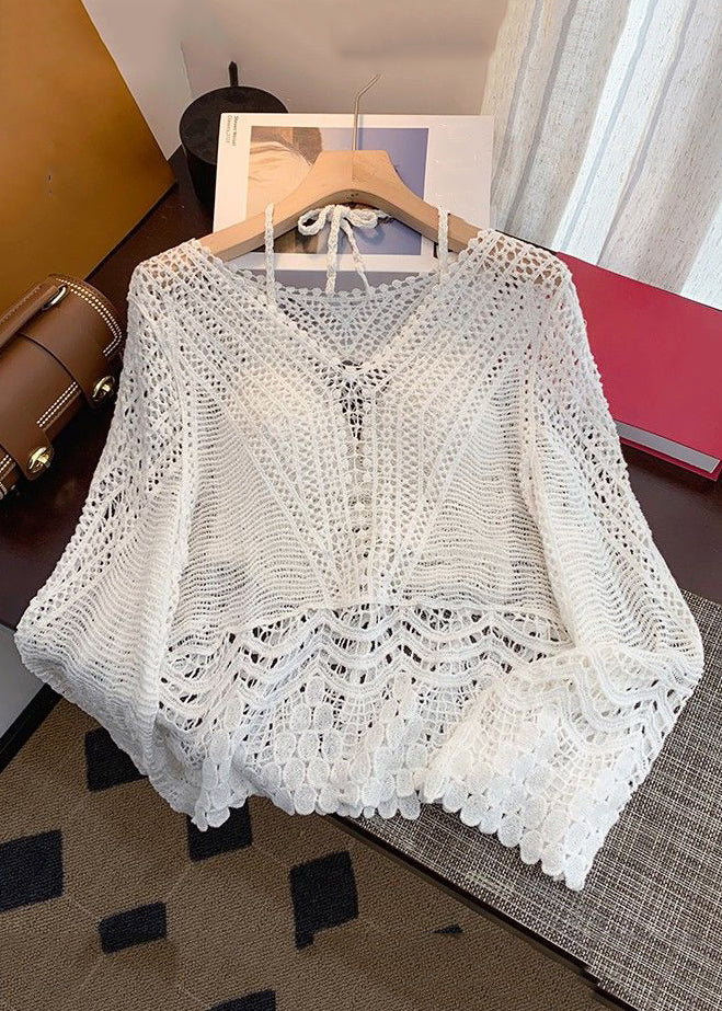 Pieces Up Set Elegant Out Hollow Apricot Two Lace Knit Spring