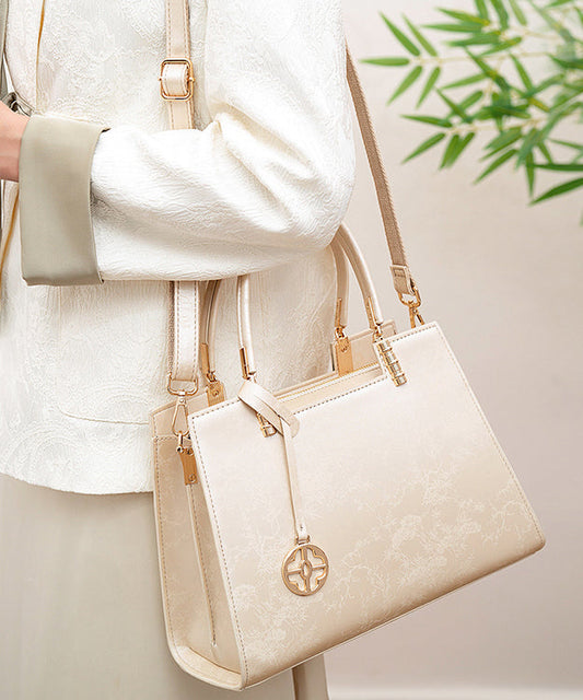 Elegant Bag Tote Versatile Jacquard Beige
