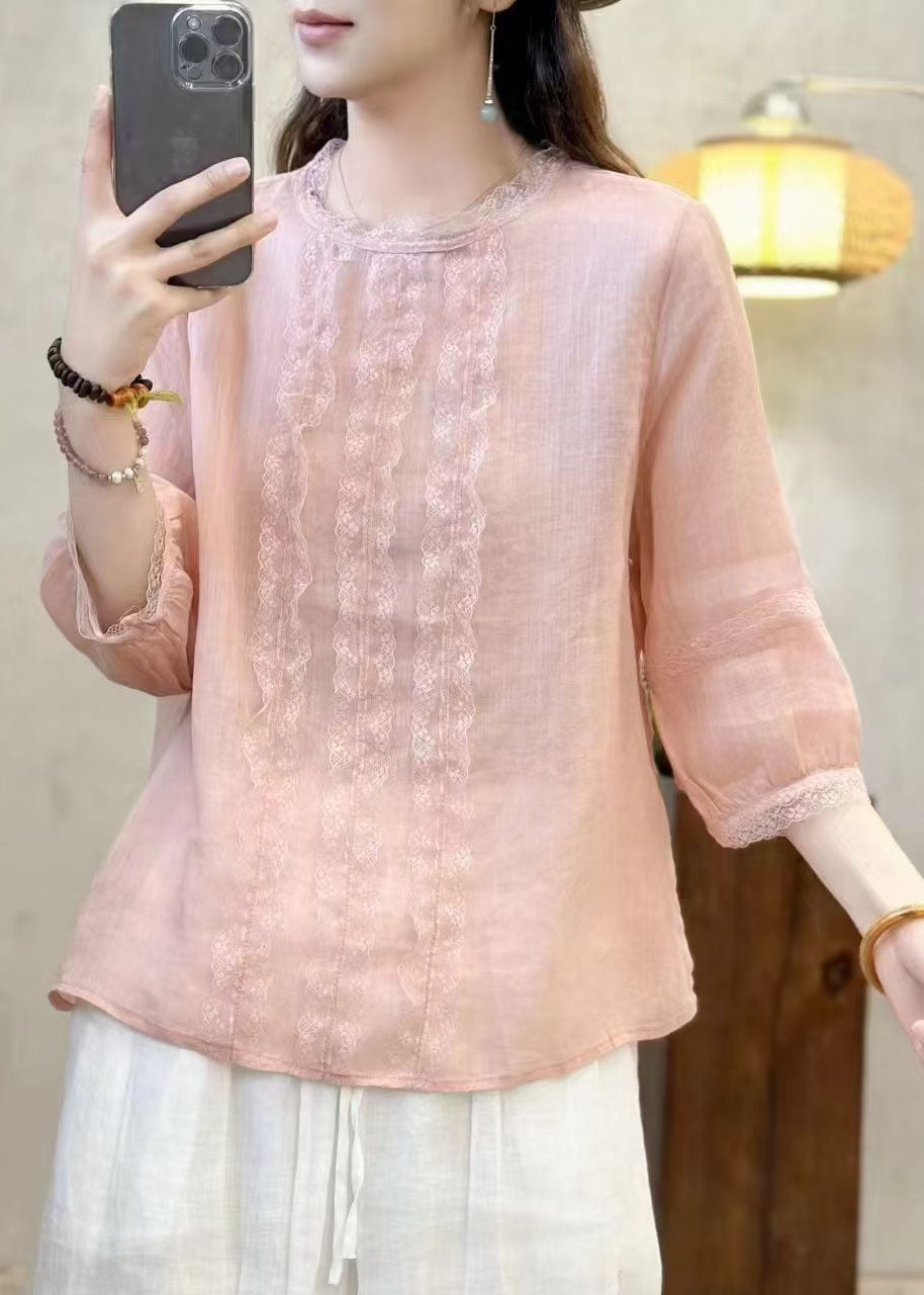 Oversized Elegant Eyelash Black Tops Shirt Patchwork Linen