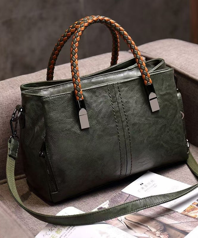 Leather Handbag Durable Elegant Tote Solid Brown Calf