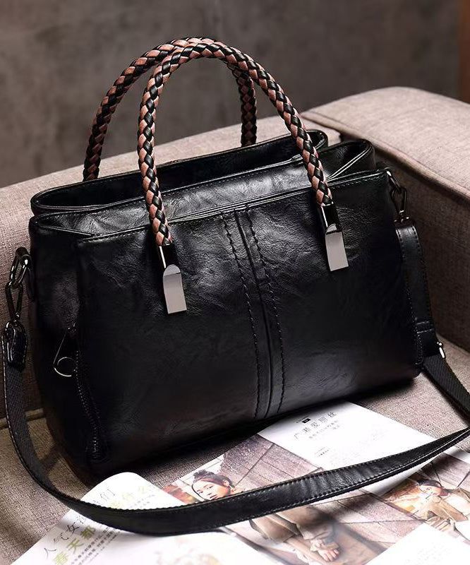 Leather Handbag Durable Elegant Tote Solid Brown Calf