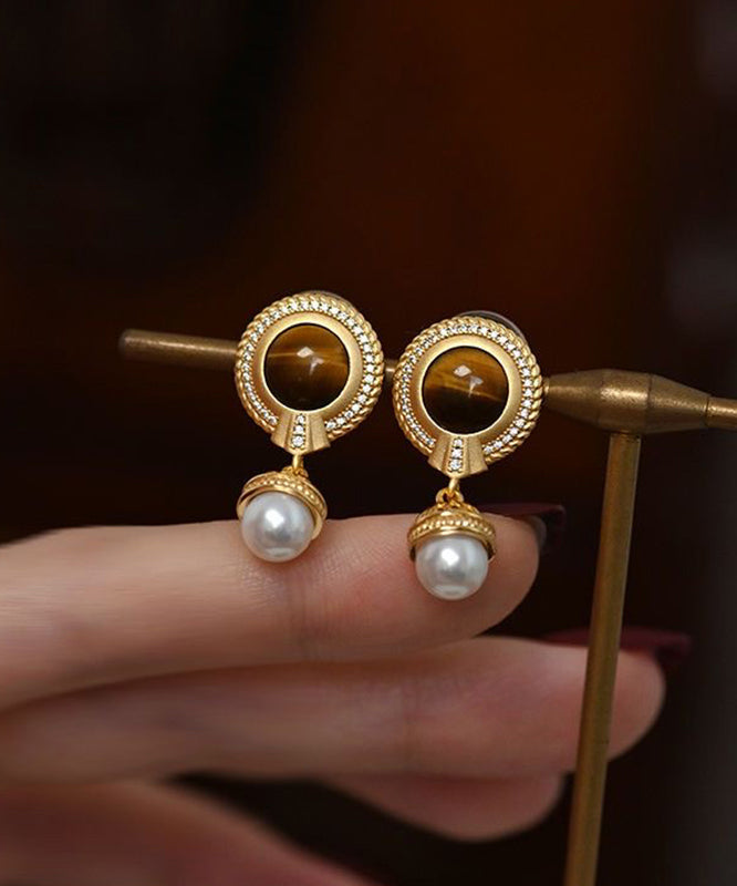 Gold Overgild Silver Drop Sterling Elegant Earrings Pearl Tassel