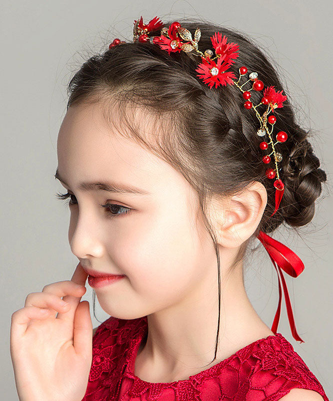 Elegant Gold Zircon Little Daisy Silk Ribbon Girl Crown IU030