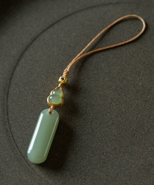 Copper Elegant Inlaid Overgild Green Jade Keychains Zircon