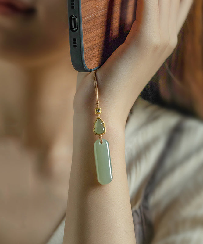 Copper Elegant Inlaid Overgild Green Jade Keychains Zircon