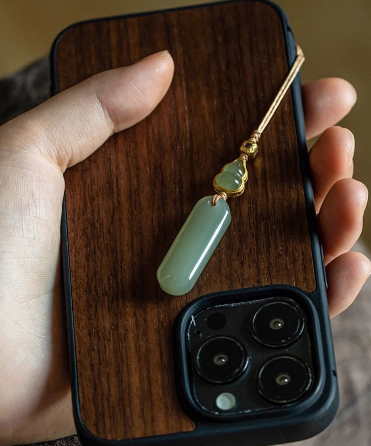 Copper Elegant Inlaid Overgild Green Jade Keychains Zircon