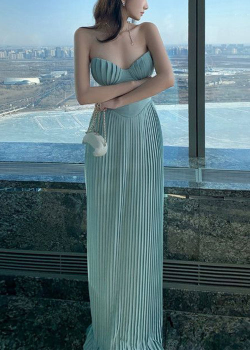 Solid Cotton Cold Elegant Shoulder Wrinkled Party Blue Light