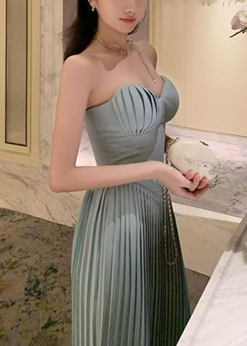 Solid Cotton Cold Elegant Shoulder Wrinkled Party Blue Light