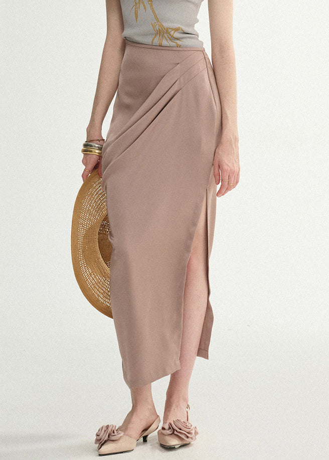 Side Lotus Skirts Open Summer Silk Root Wrinkled Starch Elegant