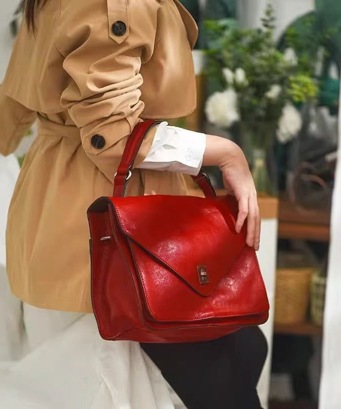 Leather Durable Orange Elegant Handbag Solid Tote