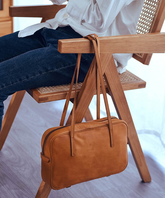 Orange Elegant Bags Shoulder Square Leather Durable