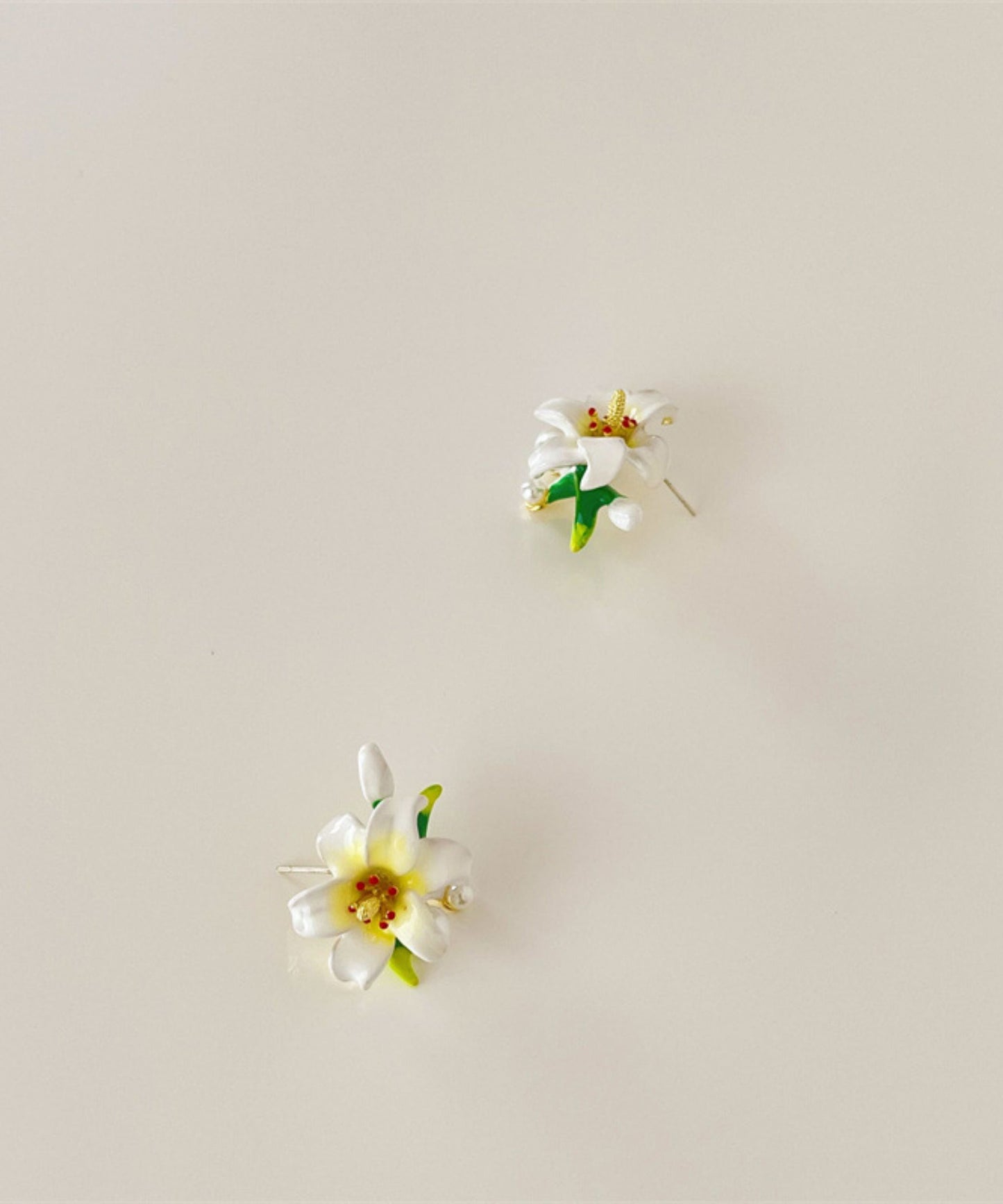 Sterling Rainbow Stud Lily Glaze Earrings Silver Colored Elegant